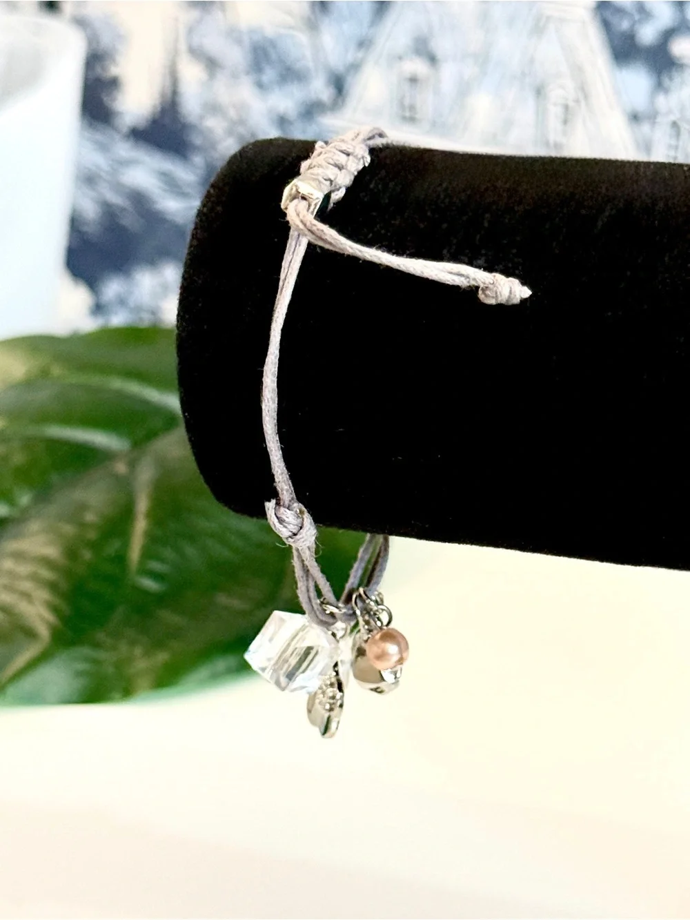 LOFT Silver Crystal Flower Adjustable Charm Bracelet NWT